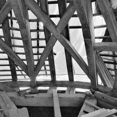 The timber roof over the Loreto church is restored